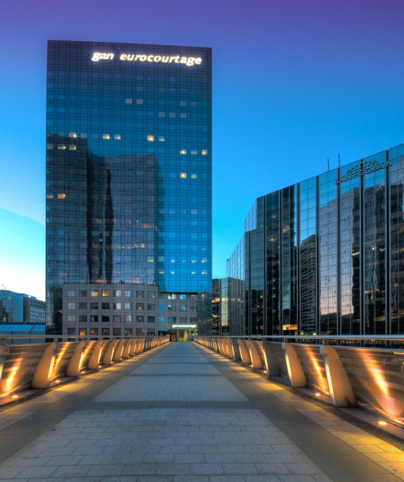 La Defense in HDR, Paris, The Gan Eurocourtage building