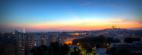 Paris Panorama, Eiffel tower to Montmartre in HDR