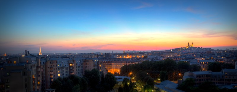 Paris Panorama, Eiffel tower to Montmartre in HDR