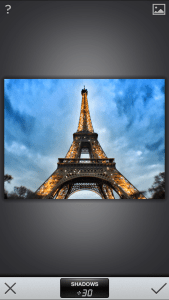 Use the various settings in Tune Image to change the shadows, saturation etc. In this image the shadows were taken down to lighten the Eiffel Tower.